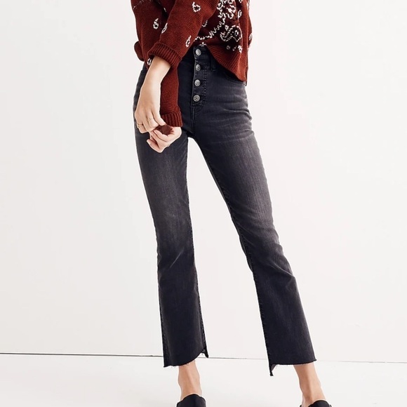 Madewell Denim - Madewell Womens Cali Demi-Boot Jeans Asymmetrical Hem Edition- Black